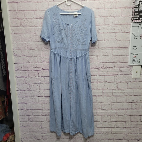 Together Dresses & Skirts - VTG Together Boho Embroidered Maxi Dress Sz 10 Blue Cottagecore Fairy Whimsical‎